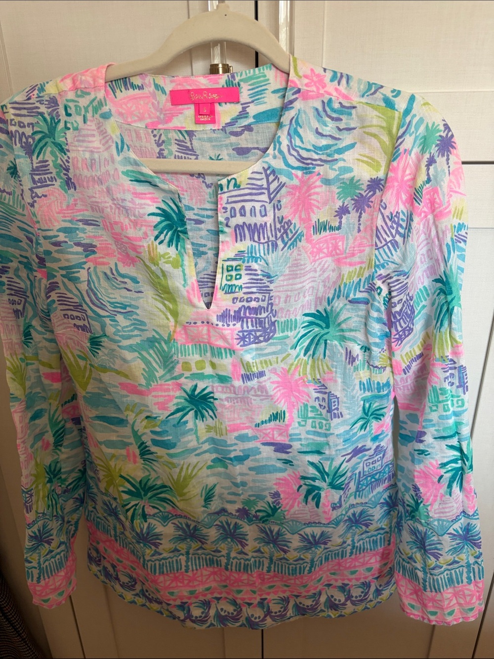 Lilly Pulitzer Pastel Tropical Print Tunic in Pink, Aqua & Lime - Picture 3 of 3